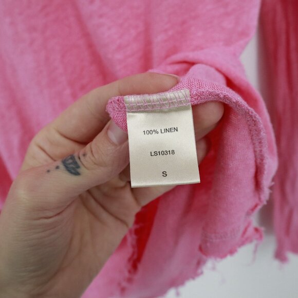 Elan Linen Top Womens S Bubblegum Pink Girly Elevated Basic Preppy Barbie Staple - Picture 4 of 16